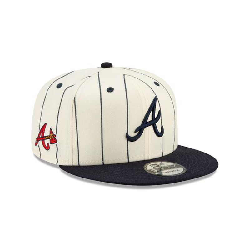 MLB Atlanta Braves Pinstripe 9Fifty Snapback (ACW0602) - White New Era Caps